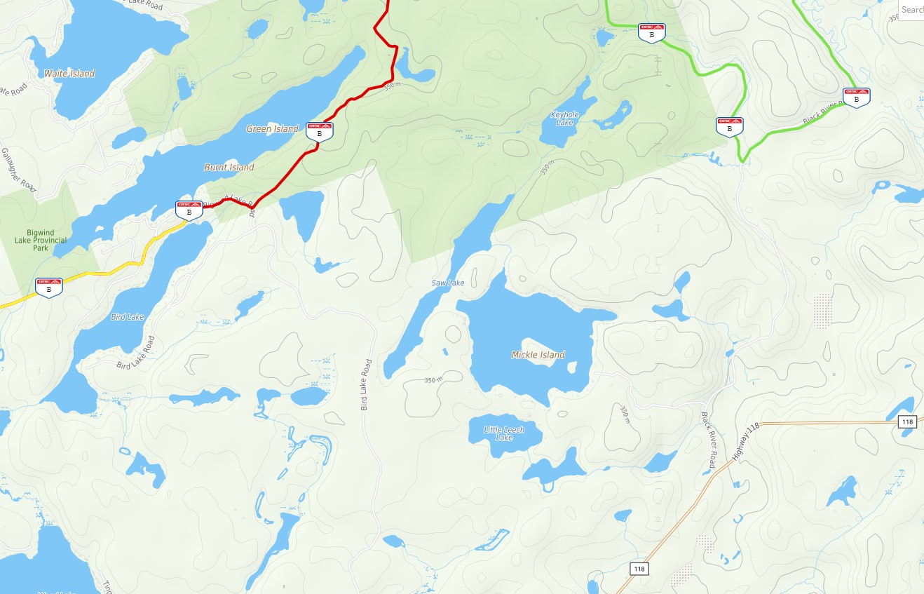 Snowmobile Trails Surrounding Clear Lake